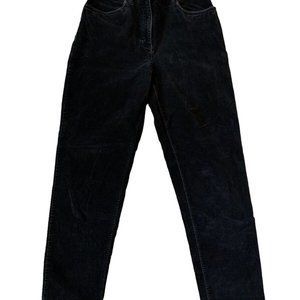 Talbots Straight Leg Stretch pants 12 Black Velvety Front Zip Vintage Hong Kong